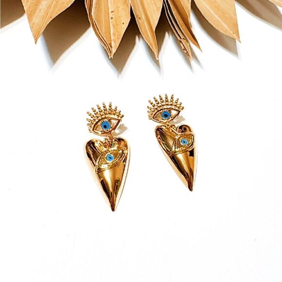 Evil eye dangle earrings M318 - Picture 3 of 5